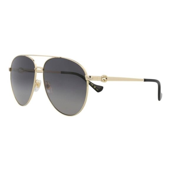 Gucci Womens Aviator Gold Gold Grey Fashion Designer Eyewear - Picture 1 of 4